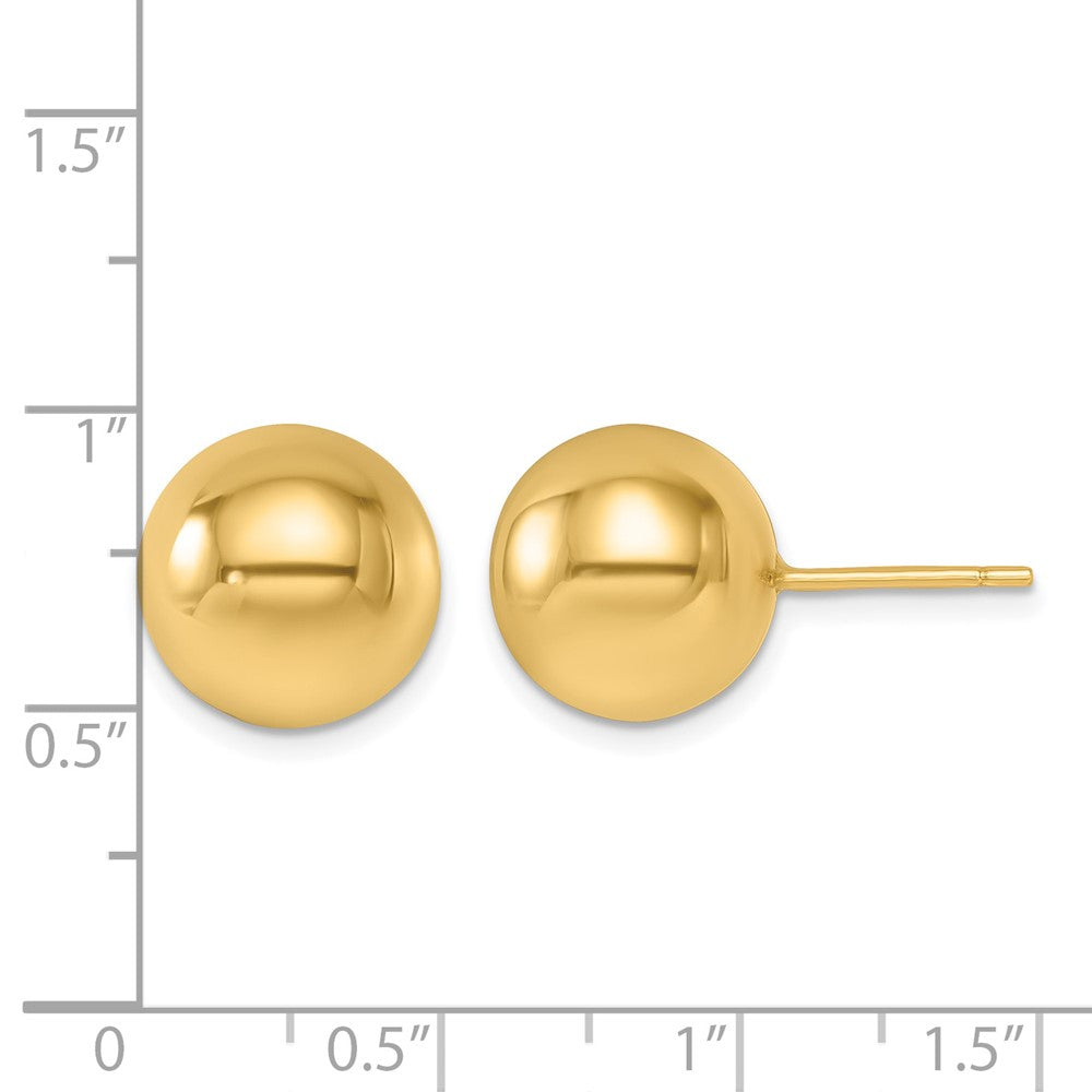 14k Yellow Gold Polished 12.0mm Ball Stud Earrings