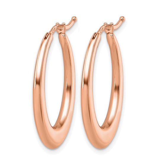 14K Rose Gold Polished 2.6mm Oval Hoop Earrings