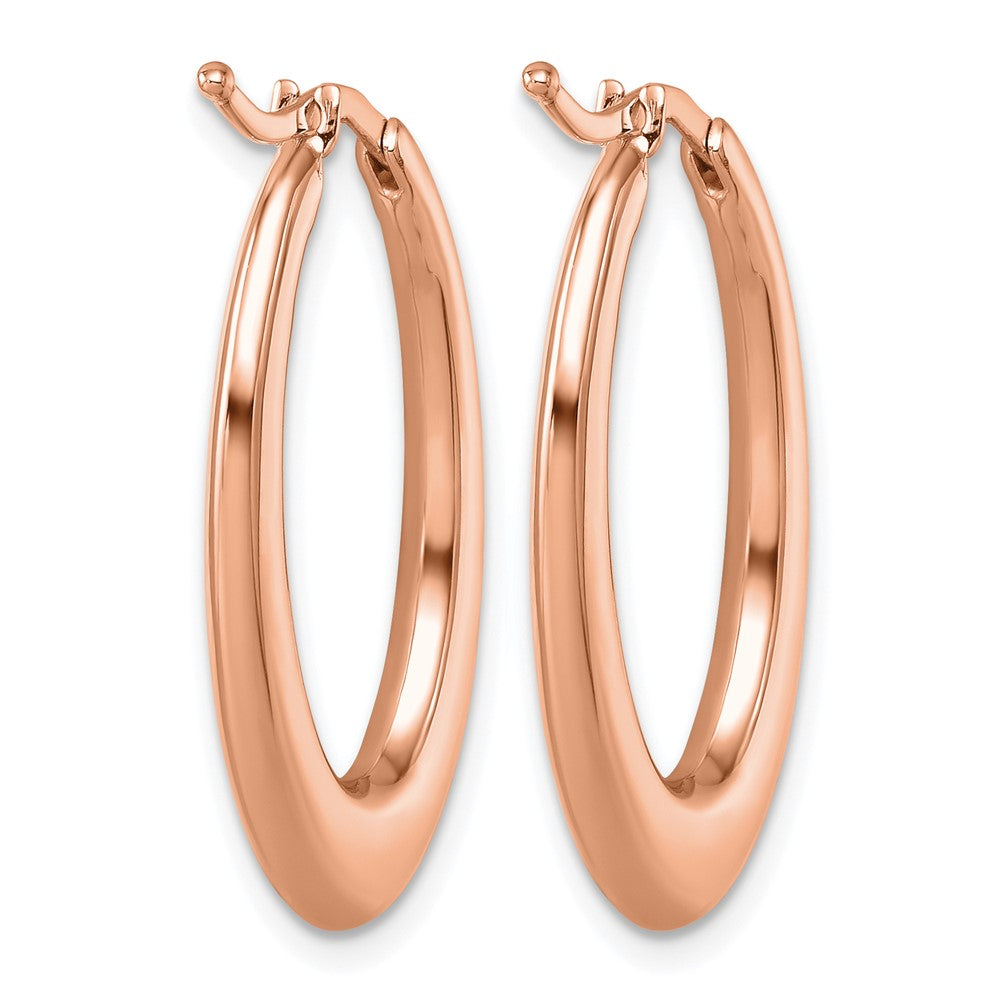 14K Rose Gold Polished 2.6mm Oval Hoop Earrings