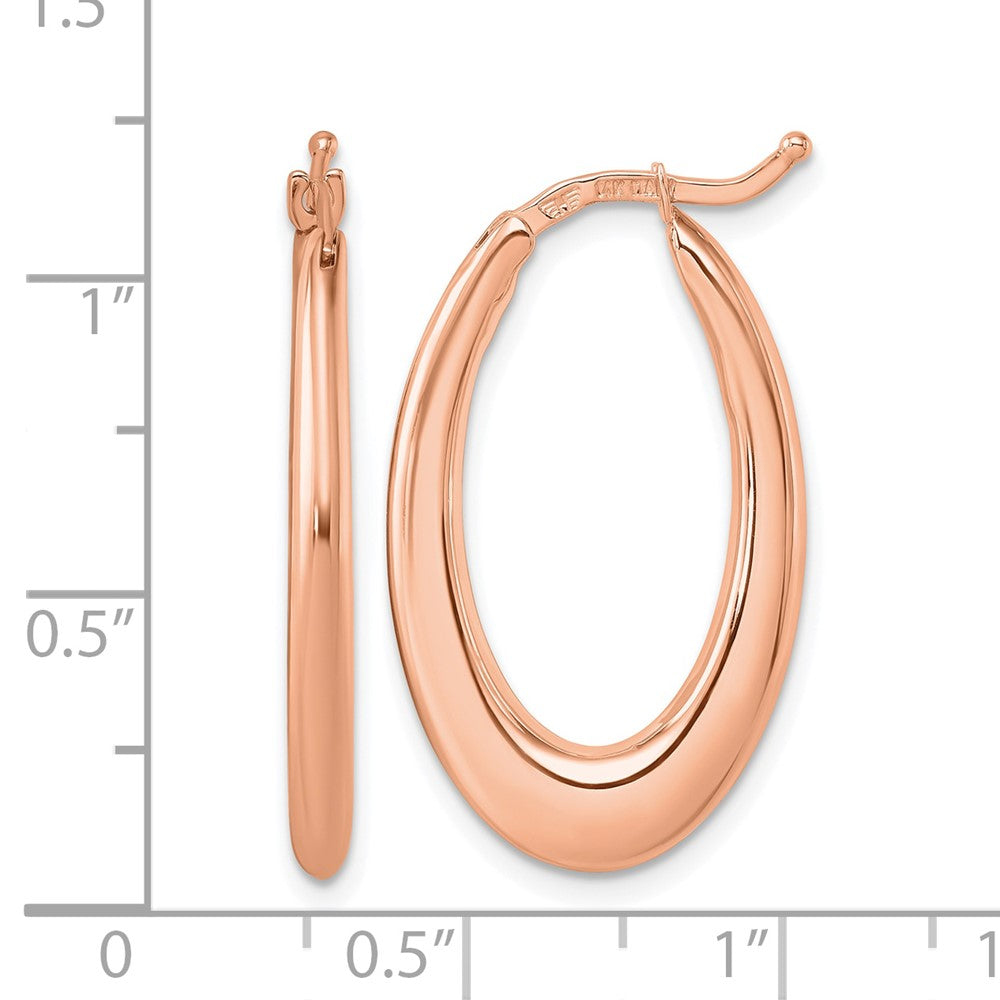 14K Rose Gold Polished 2.6mm Oval Hoop Earrings