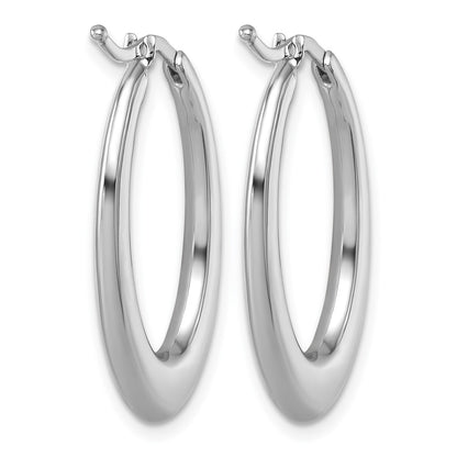 14K White Gold Rhodium-plated Polished 2.6mm Oval Hoop Earrings