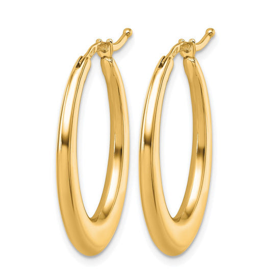 14k Yellow Gold Polished 2.6mm Oval Hoop Earrings