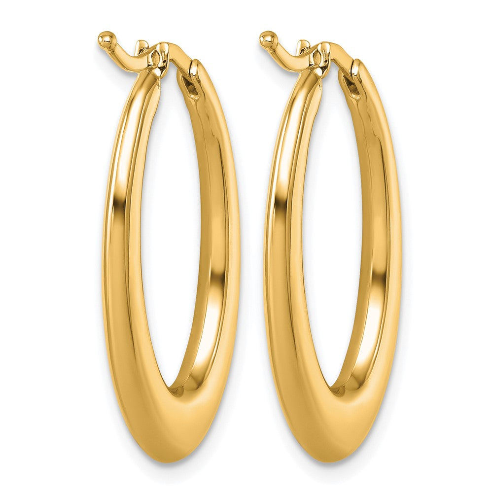 14k Yellow Gold Polished 2.6mm Oval Hoop Earrings