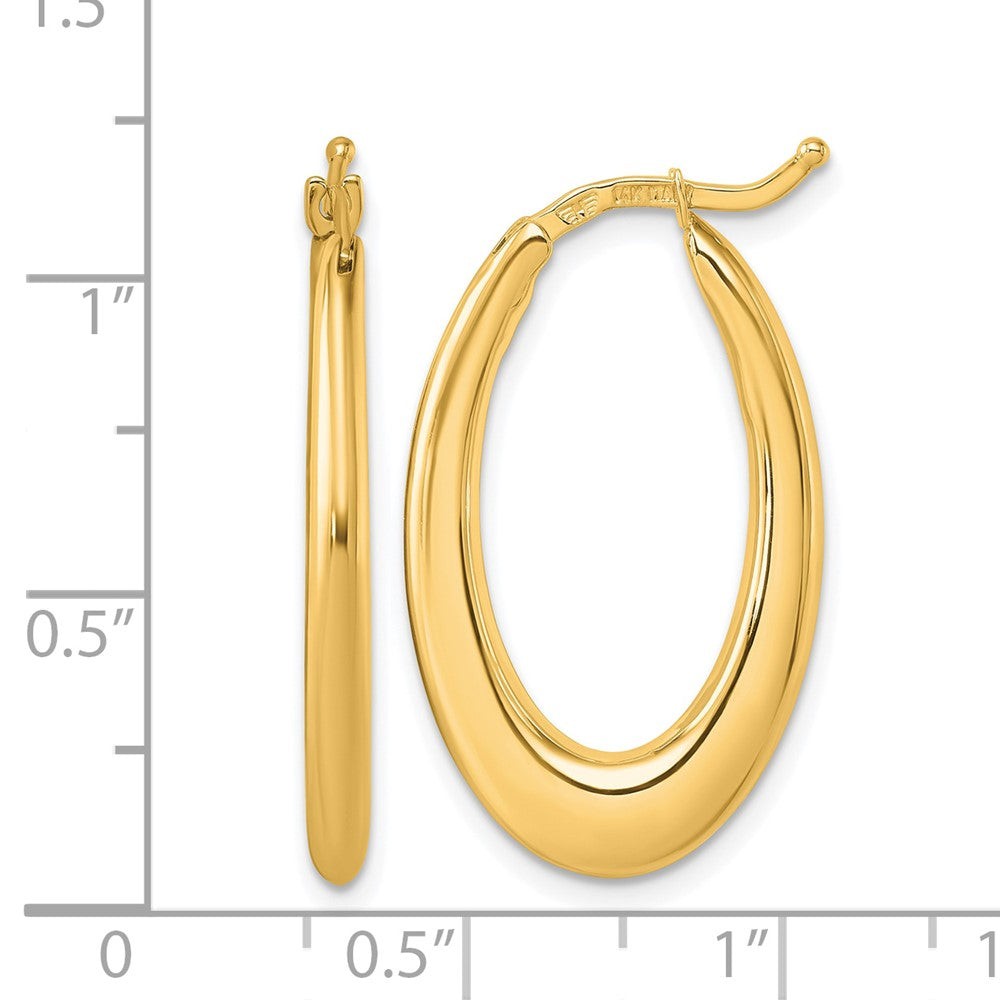 14k Yellow Gold Polished 2.6mm Oval Hoop Earrings