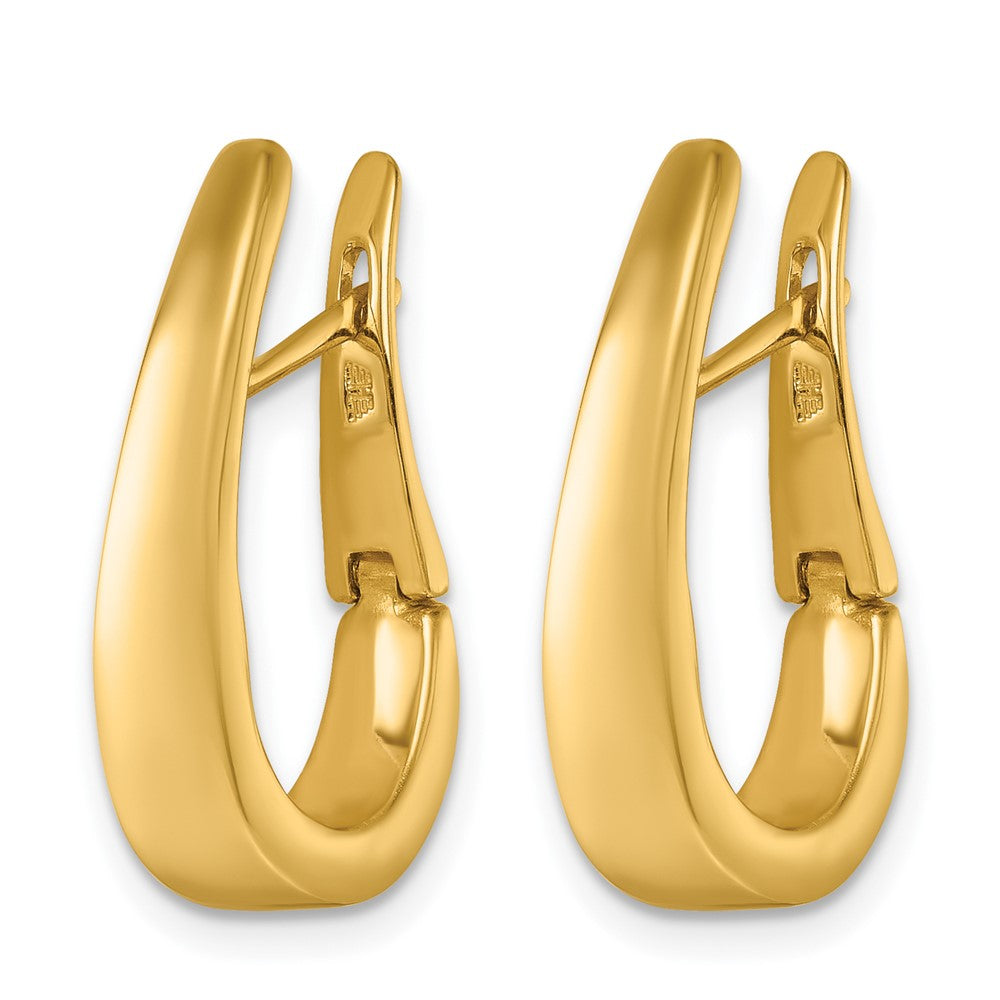 14k Yellow Gold Polished Graduated U Shape Hinged Hoop Earrings