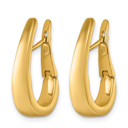14k Yellow Gold Polished Graduated U Shape Hinged Hoop Earrings