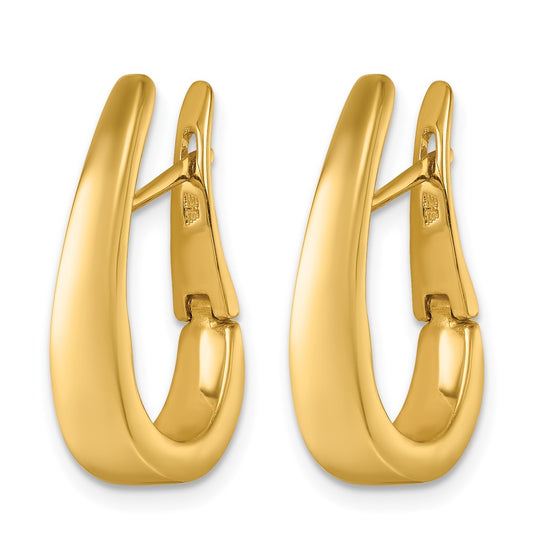 14k Yellow Gold Polished Graduated U Shape Hinged Hoop Earrings