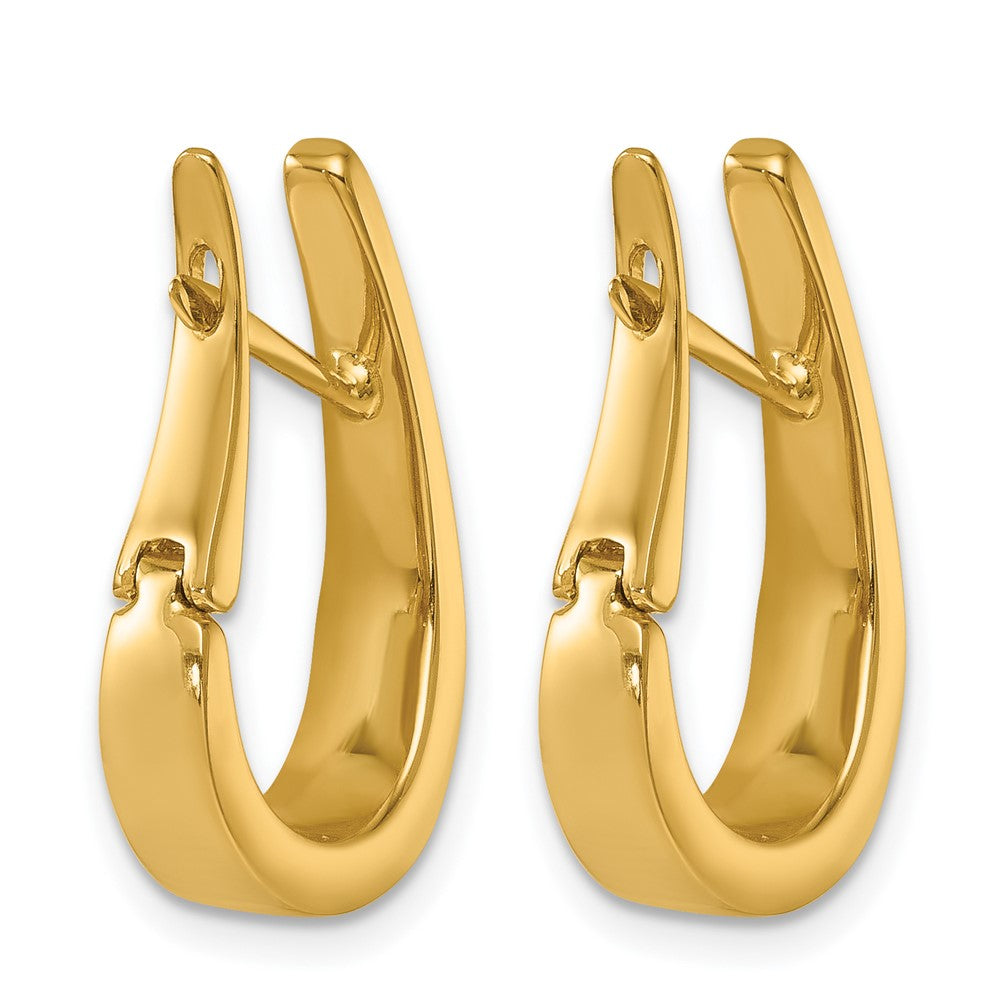 14k Yellow Gold Polished Graduated U Shape Hinged Hoop Earrings