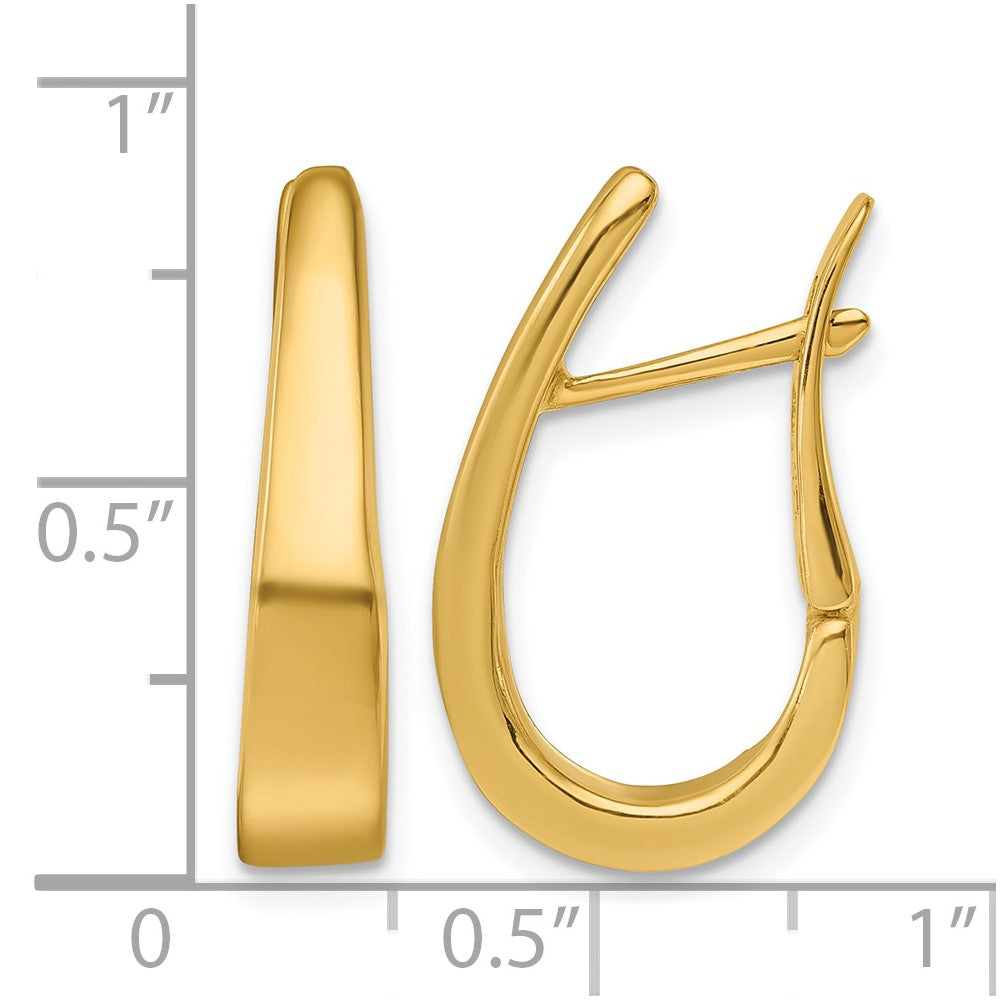 14k Yellow Gold Polished Graduated U Shape Hinged Hoop Earrings