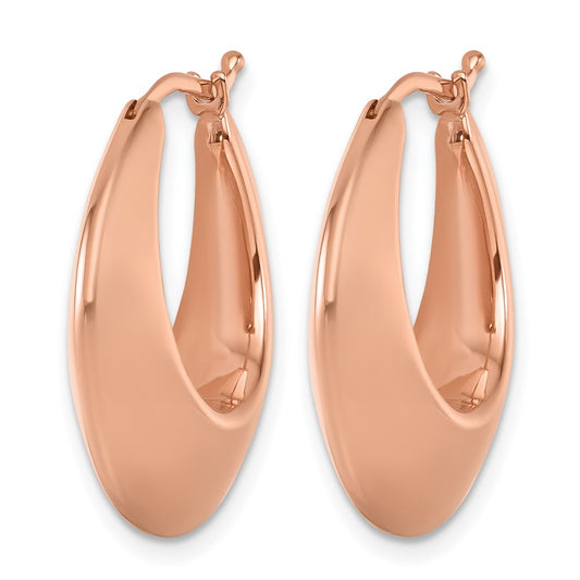 14K Rose Gold Polished Knife Edge Graduated Round Hoop Earrings