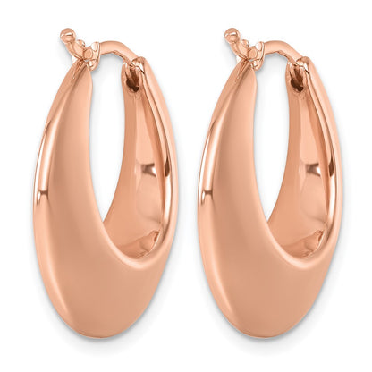 14K Rose Gold Polished Knife Edge Graduated Round Hoop Earrings