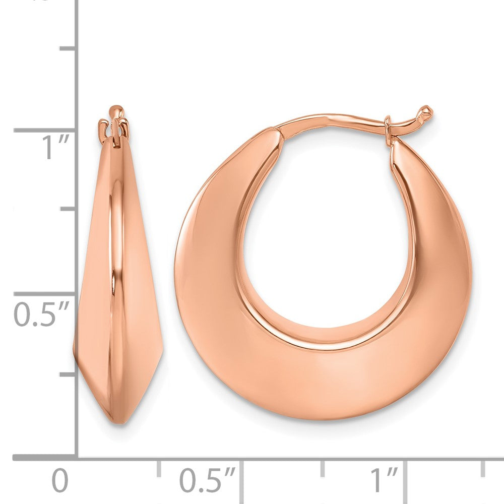14K Rose Gold Polished Knife Edge Graduated Round Hoop Earrings