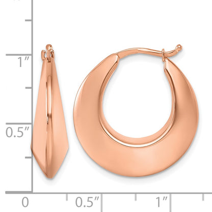 14K Rose Gold Polished Knife Edge Graduated Round Hoop Earrings