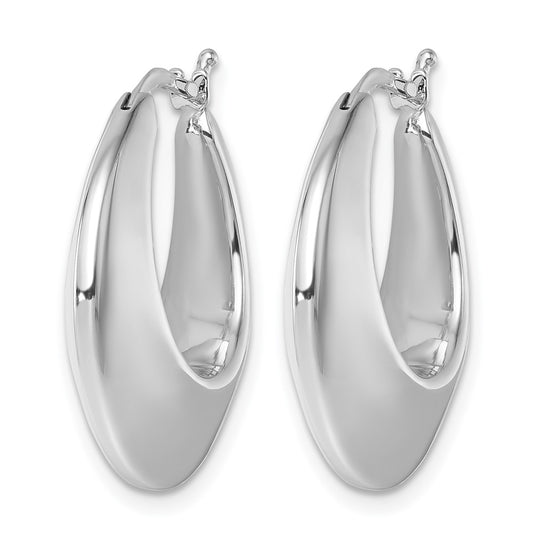 14K White Gold Rhodium-plated Polished Knife Edge Graduated Round Hoop Earrings