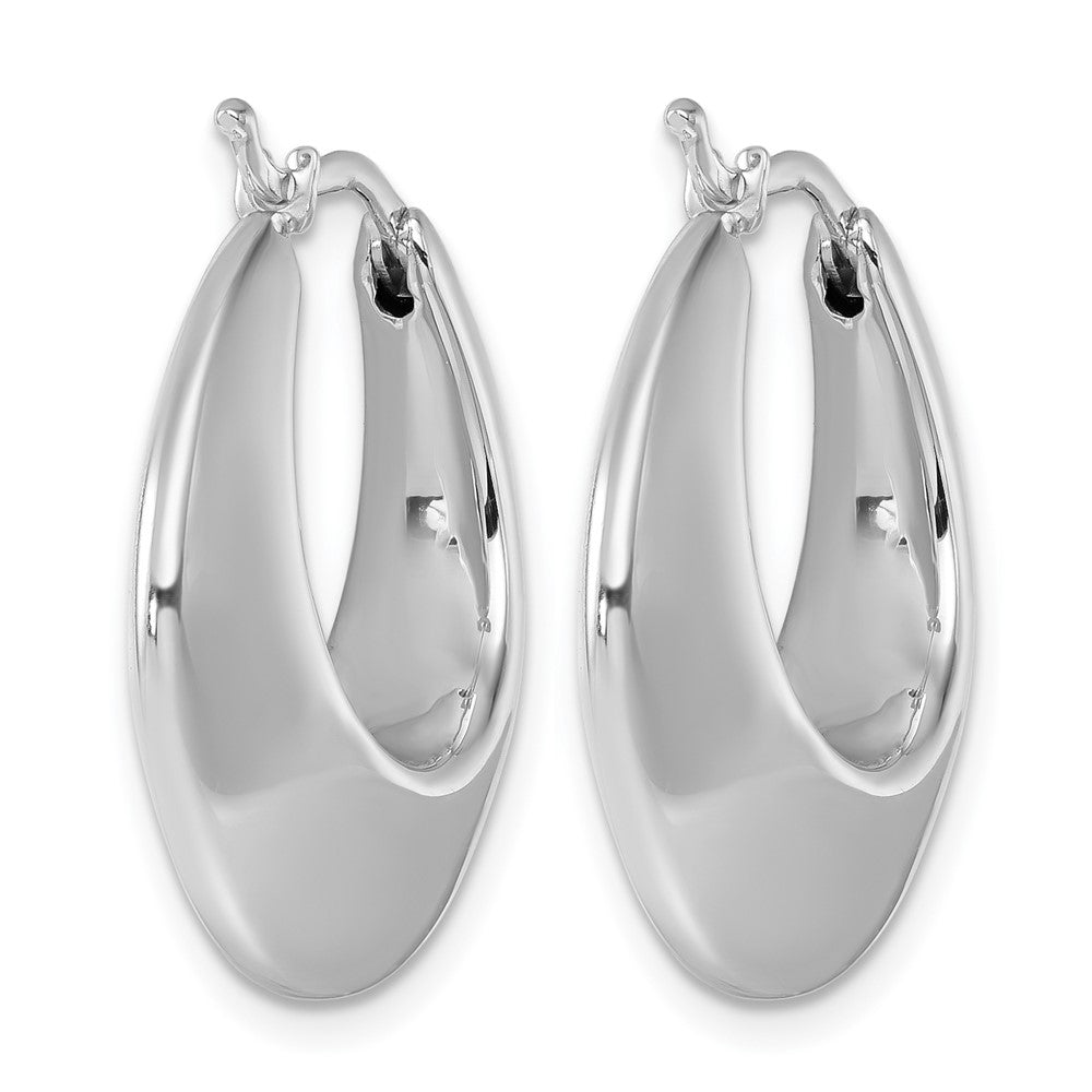 14K White Gold Rhodium-plated Polished Knife Edge Graduated Round Hoop Earrings