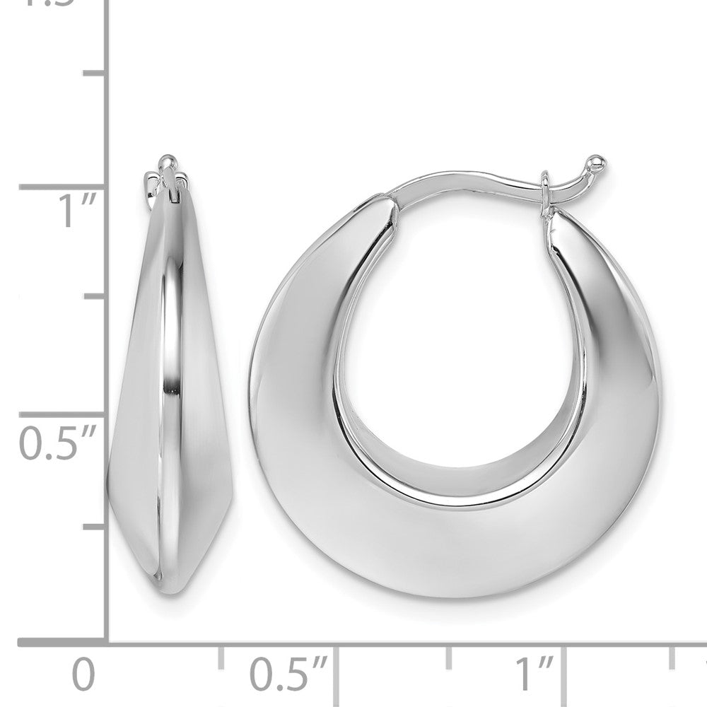 14K White Gold Rhodium-plated Polished Knife Edge Graduated Round Hoop Earrings