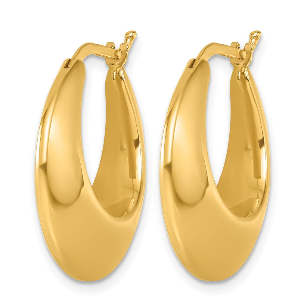 14k Yellow Gold Polished Knife Edge Graduated Round Hoop Earrings