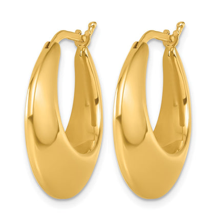 14k Yellow Gold Polished Knife Edge Graduated Round Hoop Earrings