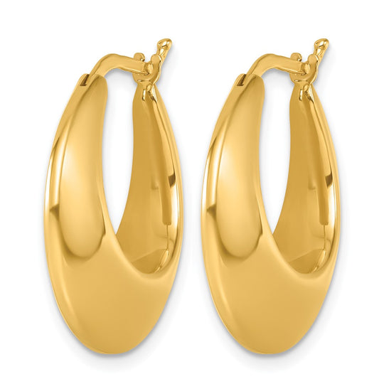 14k Yellow Gold Polished Knife Edge Graduated Round Hoop Earrings