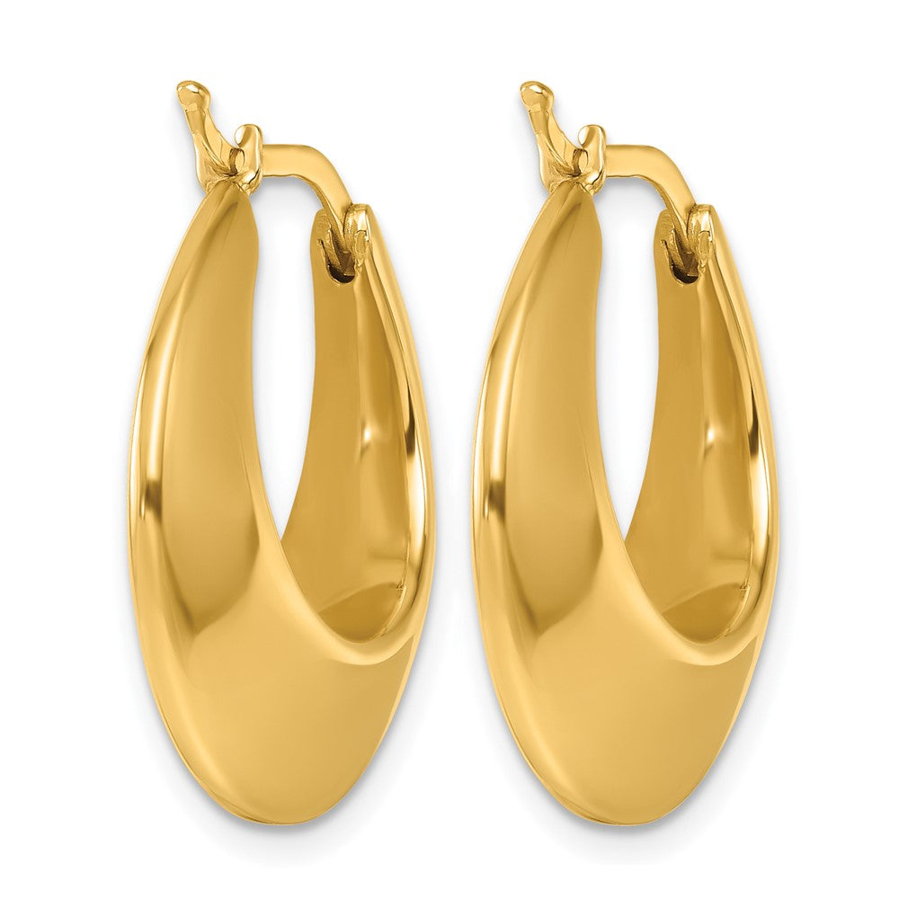 14k Yellow Gold Polished Knife Edge Graduated Round Hoop Earrings