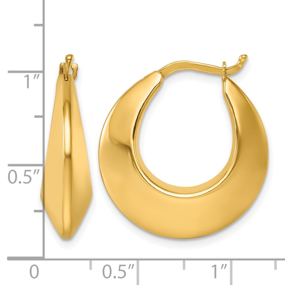 14k Yellow Gold Polished Knife Edge Graduated Round Hoop Earrings