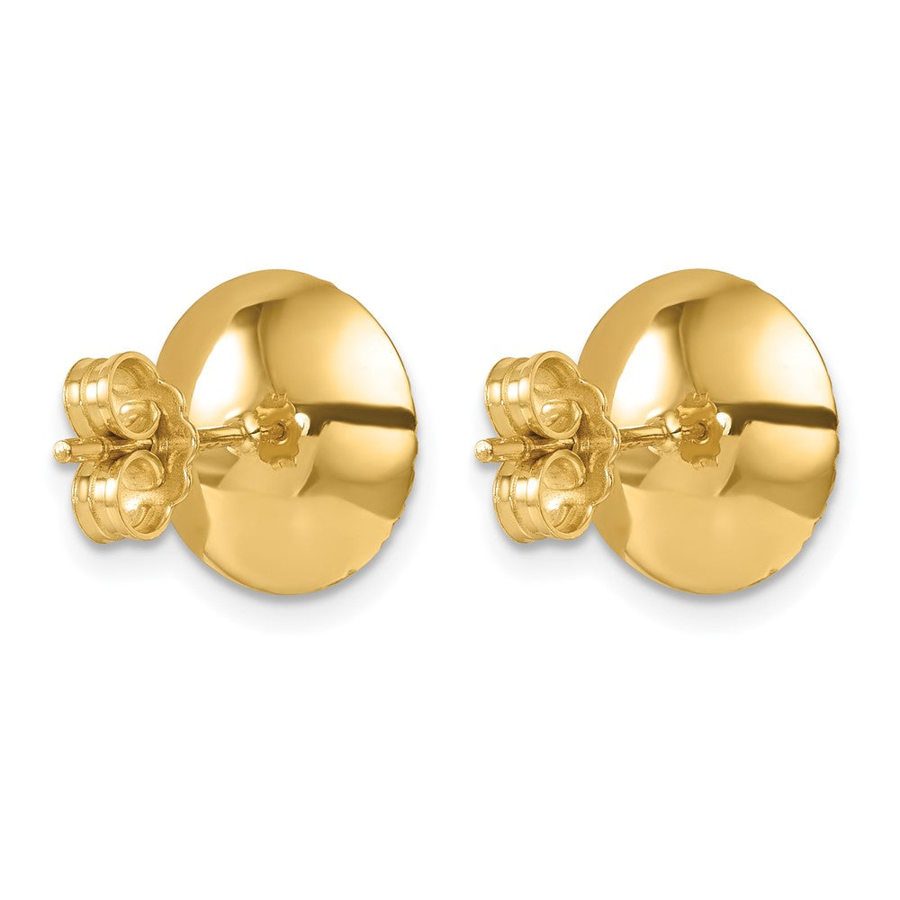 14k Yellow Gold Polished and Diamond-cut 11.5mm Round Button Stud Earrings