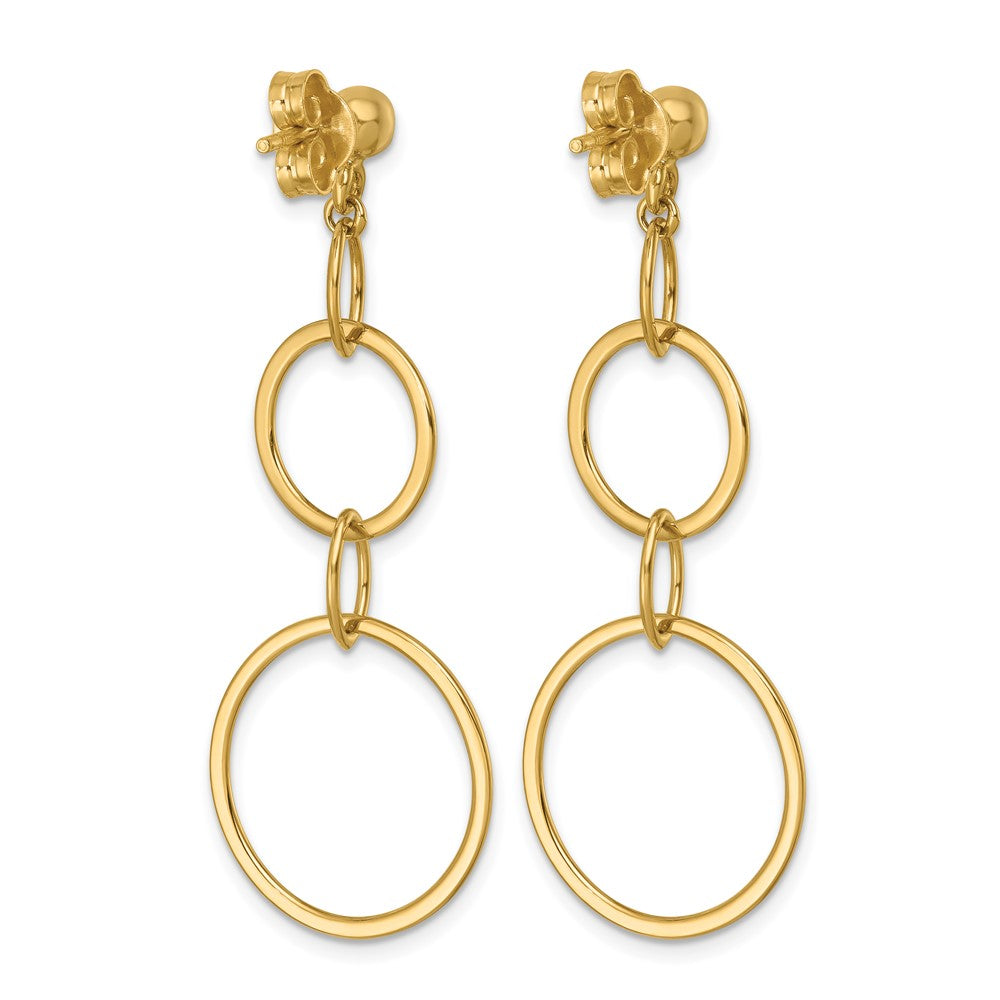14k Yellow Gold Polished Circle and Oval Link Post Dangle Earrings