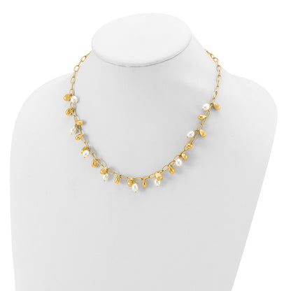 14k Yellow Gold Polished FW Cultured Pearl Necklace