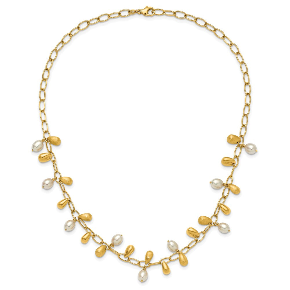 14k Yellow Gold Polished FW Cultured Pearl Necklace