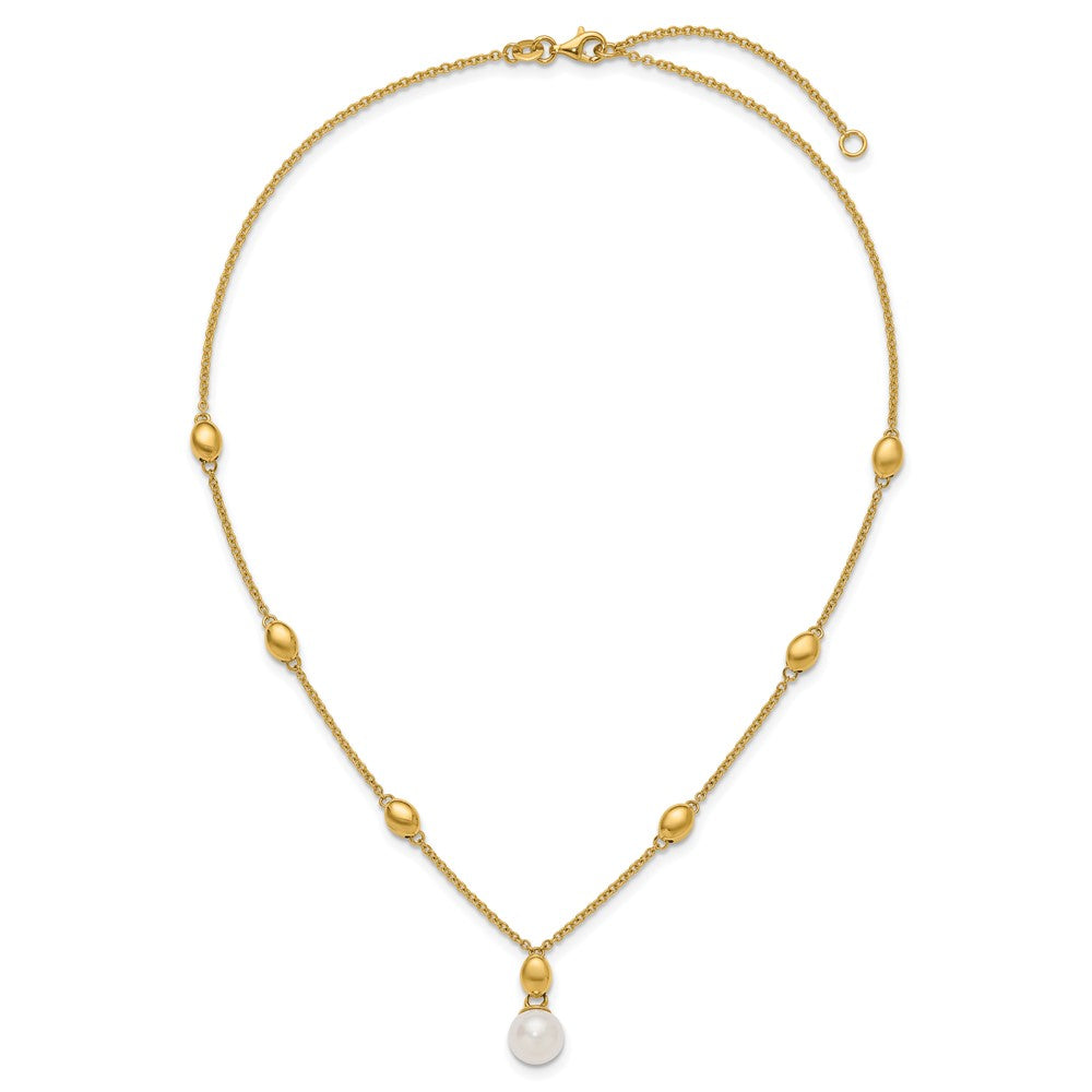 14k Yellow Gold Polished Freshwater Cultured Pearl Necklace
