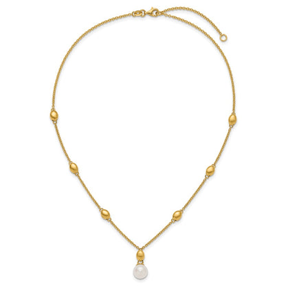 14k Yellow Gold Polished Freshwater Cultured Pearl Necklace