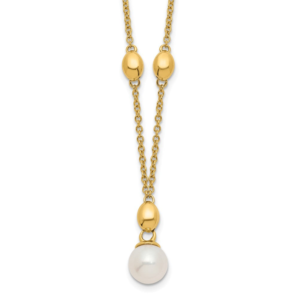 14k Yellow Gold Polished Freshwater Cultured Pearl Necklace