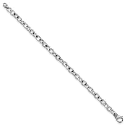 14K Polished Solid 6.5mm Oval Link Chain Bracelet 7.5"