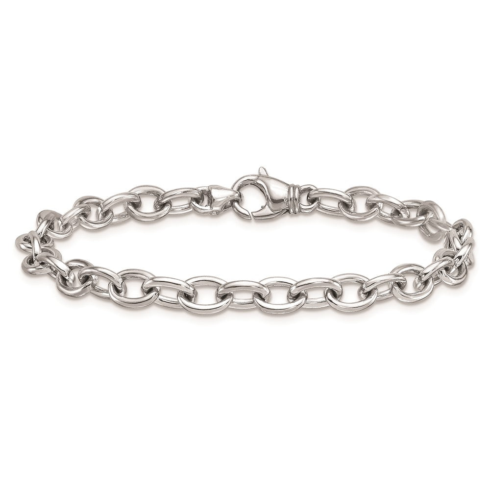 14K Polished Solid 6.5mm Oval Link Chain Bracelet 7.5"