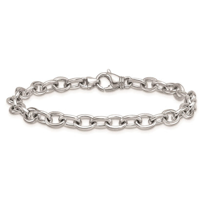 14K Polished Solid 6.5mm Oval Link Chain Bracelet 7.5"