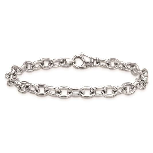 14K Polished Solid 6.5mm Oval Link Chain Bracelet 7.5"