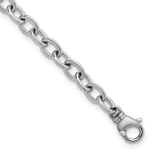14K Polished Solid 6.5mm Oval Link Chain Bracelet 7.5"