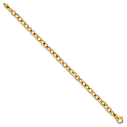 14K Yellow Gold Polished Solid 6.5mm Oval Link Chain Bracelet 7.5 Inch