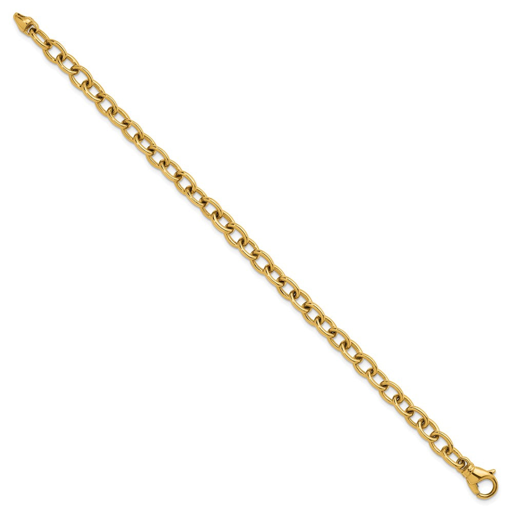 18K Yellow Gold Polished Solid 6.5mm Oval Link Chain Bracelet