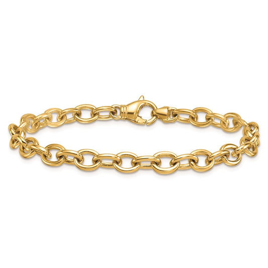 18K Yellow Gold Polished Solid 6.5mm Oval Link Chain Bracelet