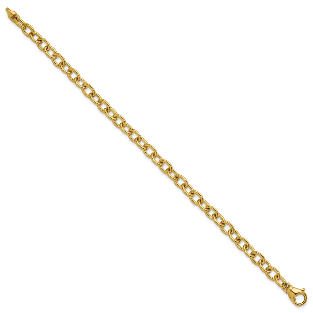 14K Polished Solid 6.5mm Oval Link Chain Bracelet 7.5"