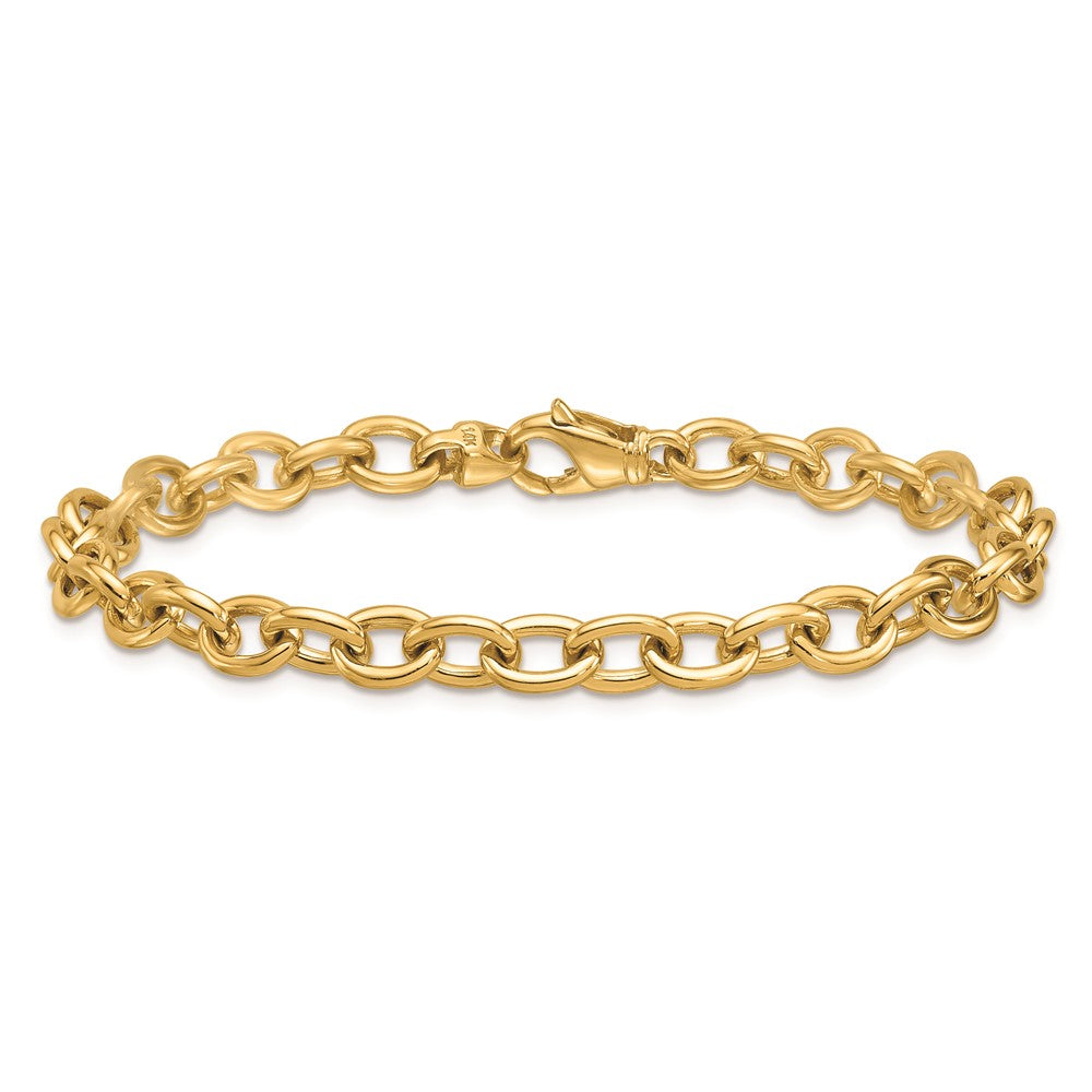 14K Polished Solid 6.5mm Oval Link Chain Bracelet 7.5"