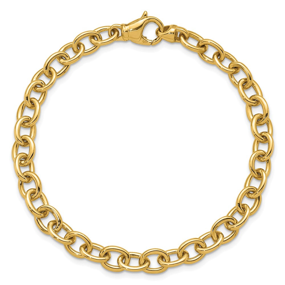 14K Polished Solid 6.5mm Oval Link Chain Bracelet 7.5"