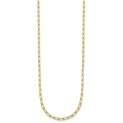 14k Yellow Gold Polished 2.5mm Solid Paperclip Link Chain Necklace 16"