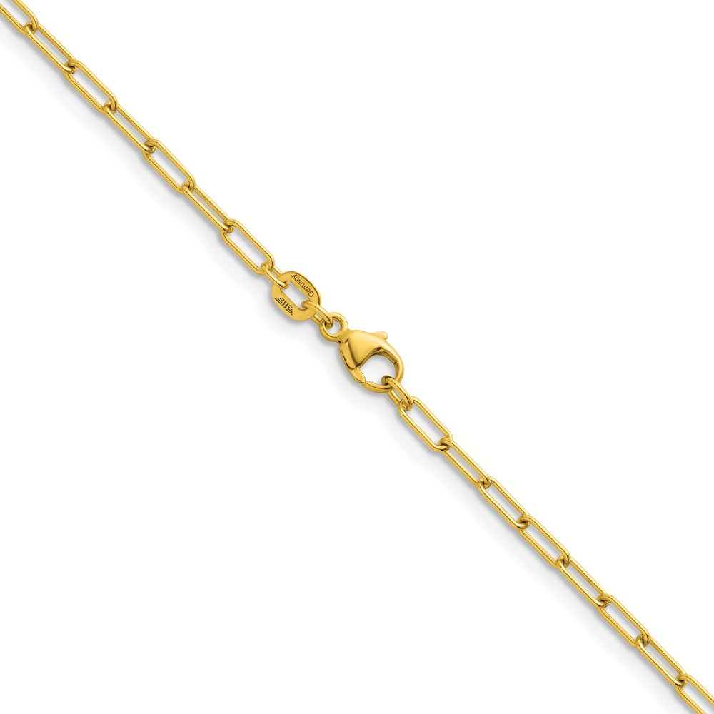 14k Yellow Gold Polished 2.5mm Solid Paperclip Link Chain Necklace 16"