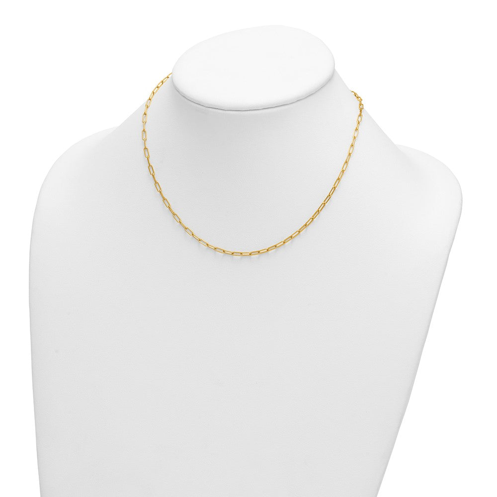 14k Yellow Gold Polished 2.5mm Solid Paperclip Link Chain Necklace 16"