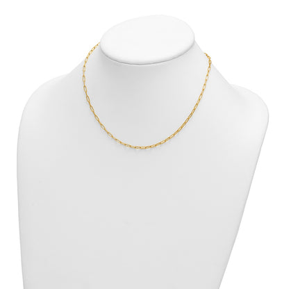 14k Yellow Gold Polished 2.5mm Solid Paperclip Link Chain Necklace 16"