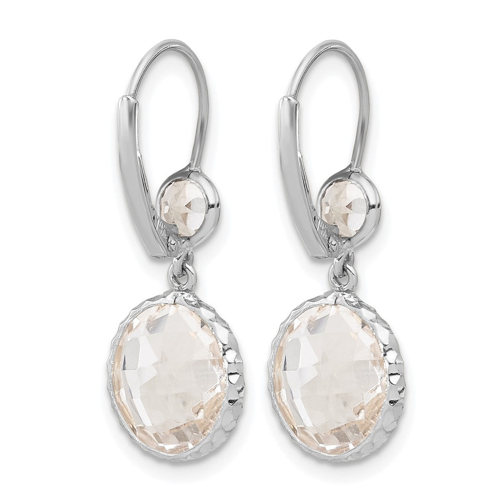 14K Polished Crystal and White Topaz Dangle Earrings with Leverback