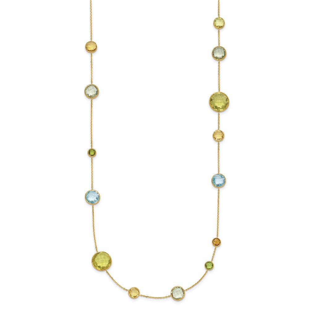 14K Yellow Gold Polished Multi-color Gemstone Necklace 24"