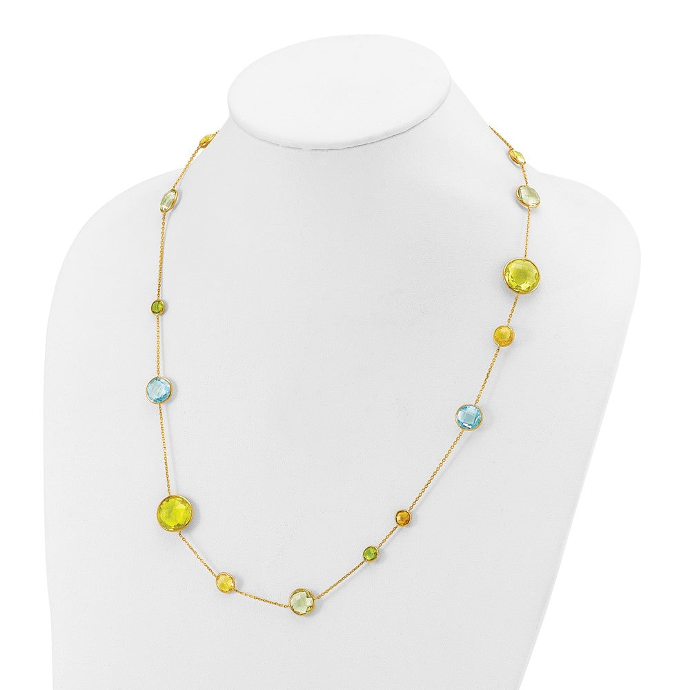 14K Yellow Gold Polished Multi-color Gemstone Necklace 24"
